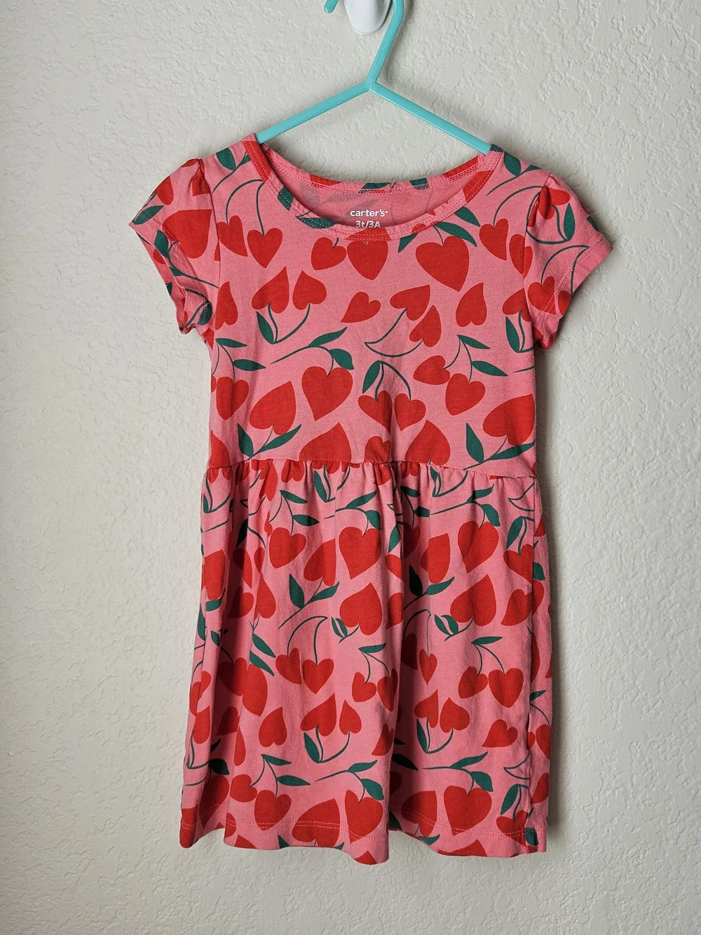 Carter's Pink & Red Heart Print Girls' Dress